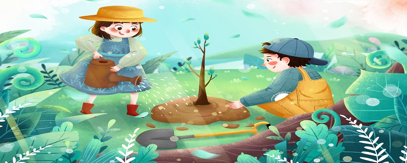 摄图网_401680675_清新植树节孩子们种树春季环保插画（企业商用）.jpg